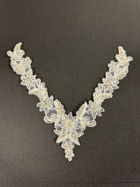 Ivory Beaded Applique - T587