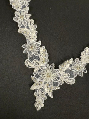 Ivory Beaded Applique - T587