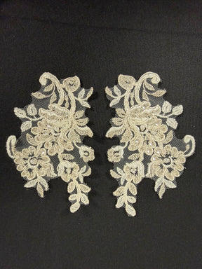 Ivory Beaded Lace Appliques - T893