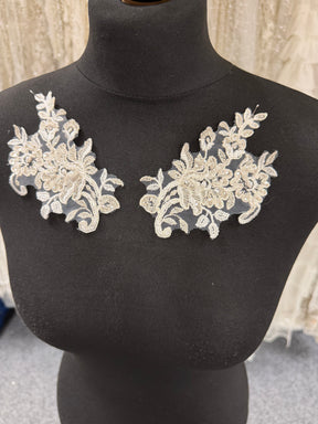 Ivory Beaded Lace Appliques - T893