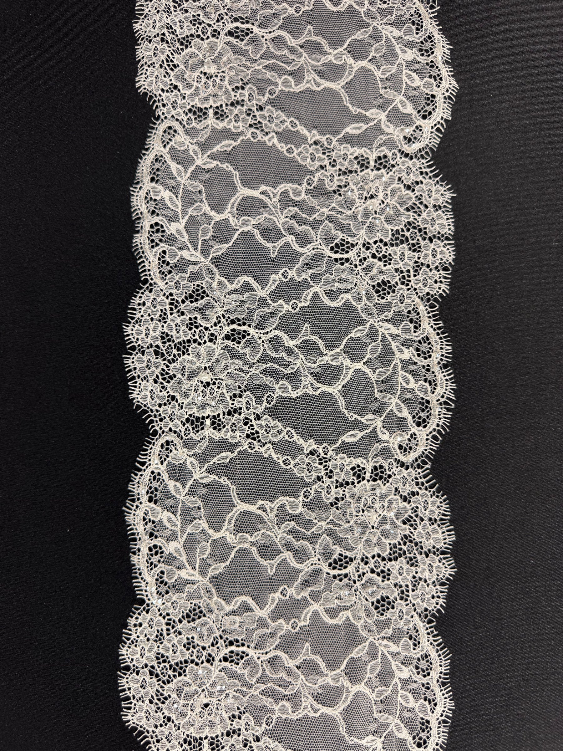 Ivory Sequin Lace Trim - T786