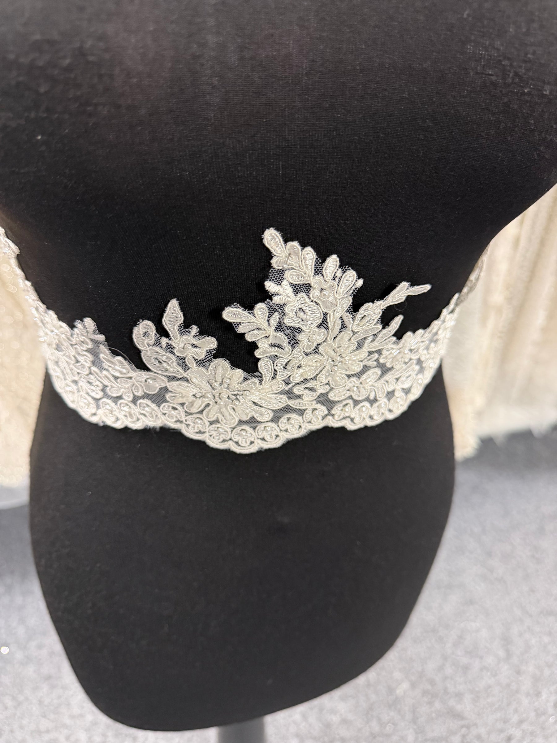 Ivory Corded and Beaded Lace Trim - T787