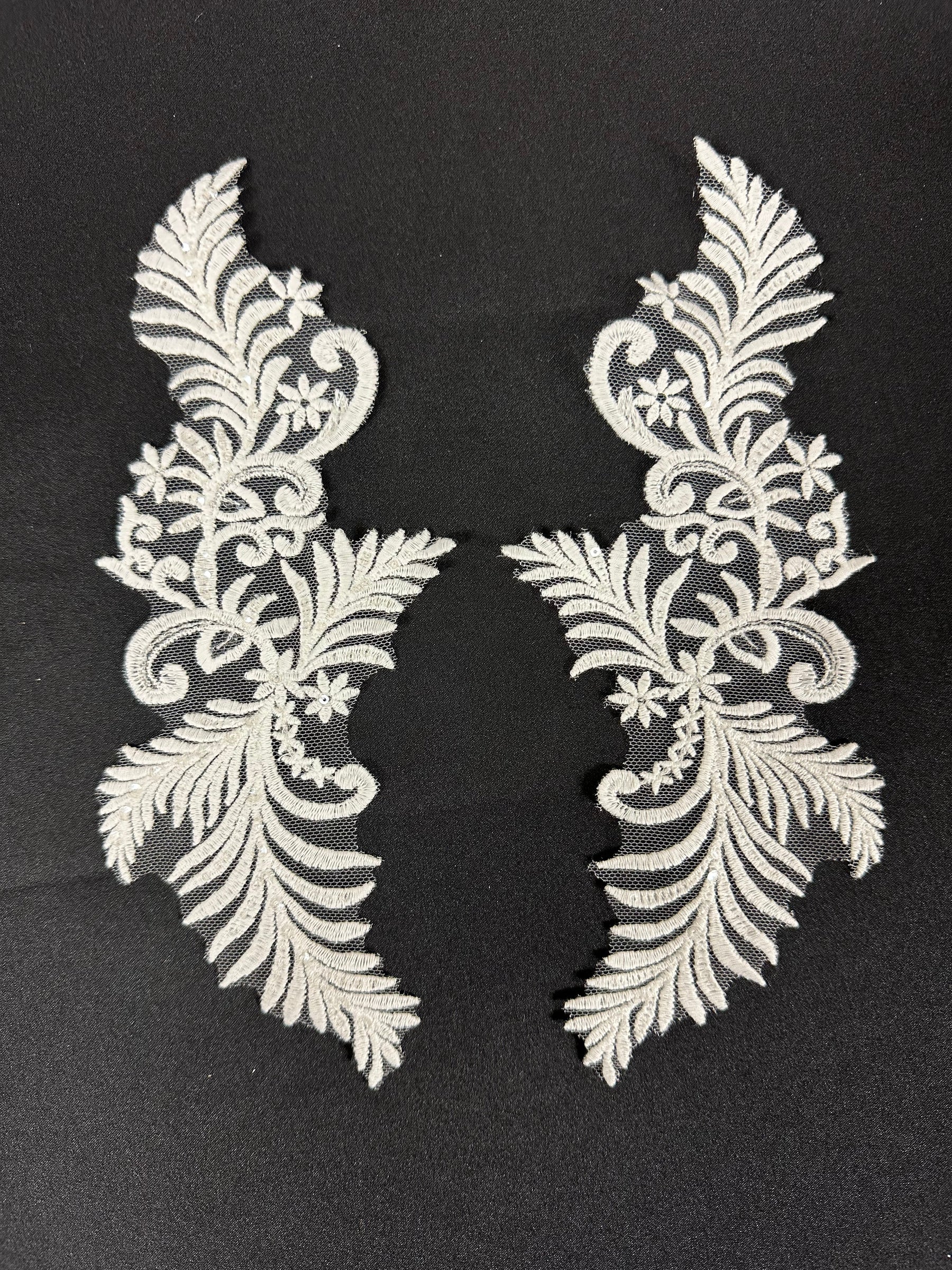 Ivory Embroidered Lace Appliques - Arron