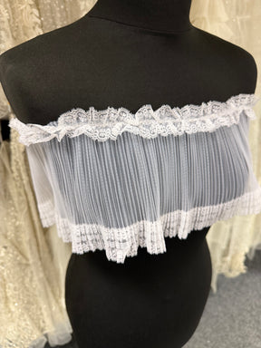White Pleated Tulle Trim - T195