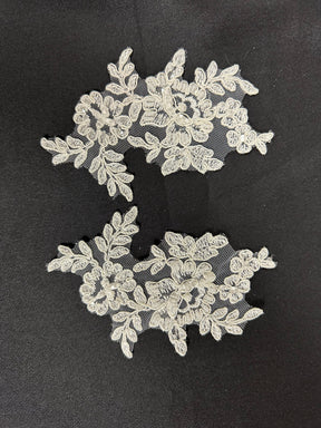 Ivory Beaded Lace Appliques - AP 265 (CF)
