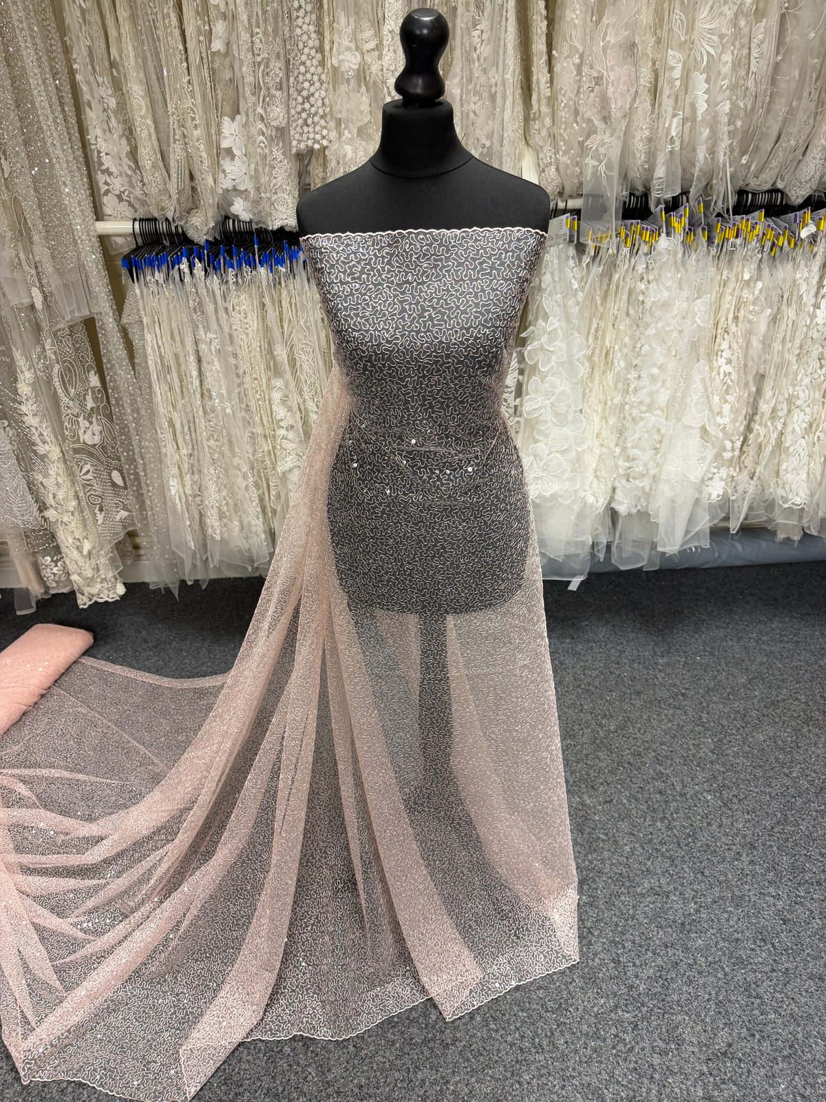 Antique Rose Embroidered Sequin Tulle – EB3001