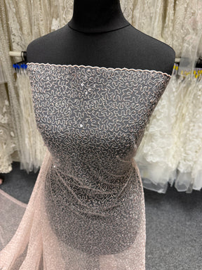 Antique Rose Embroidered Sequin Tulle – EB3001