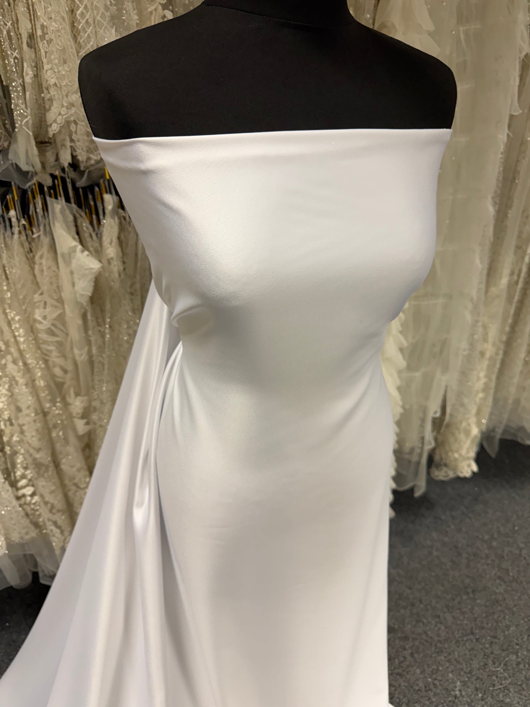 White Polyester Satin Backed Crepe - P60
