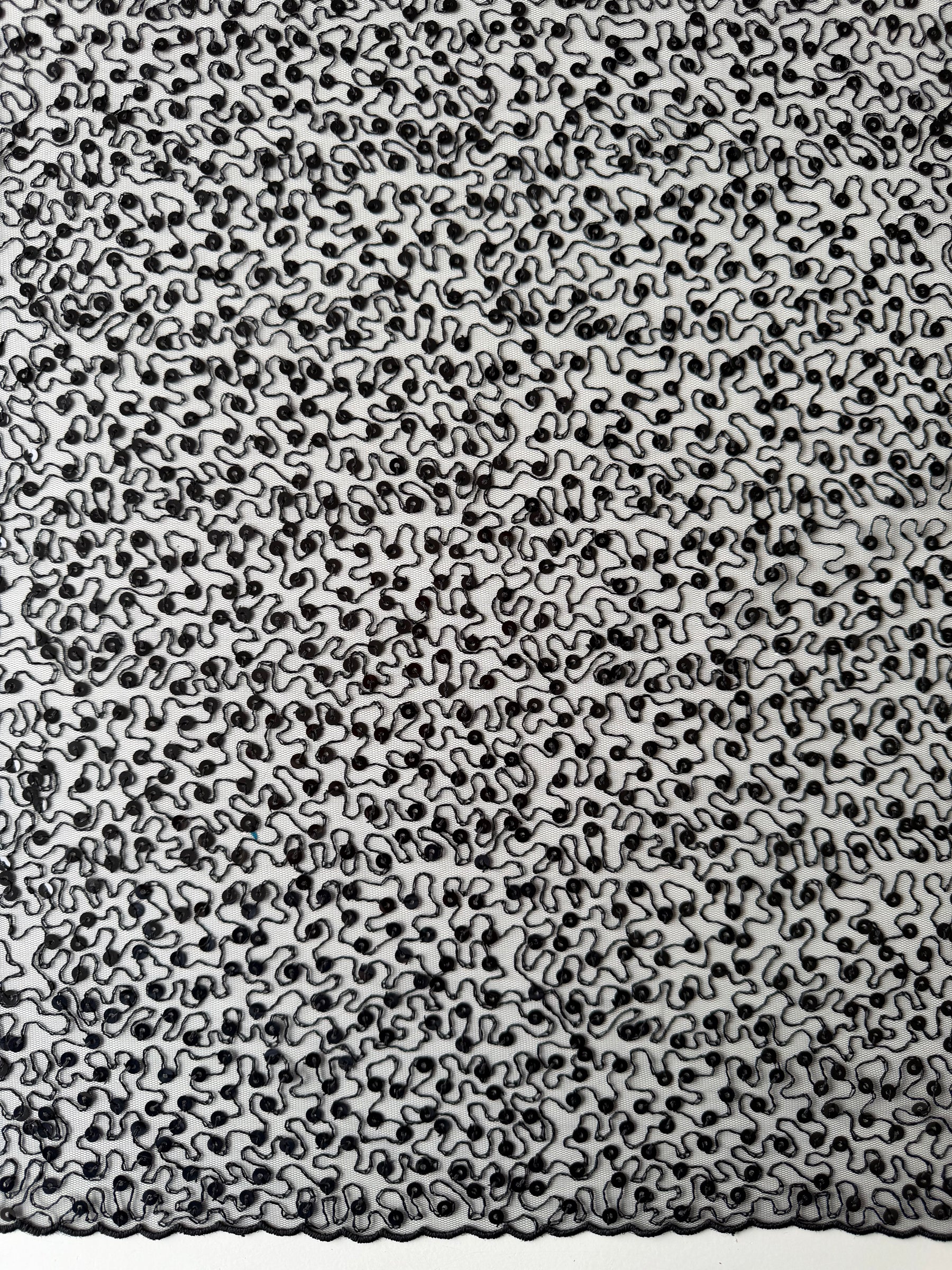 Black Embroidered Sequin Tulle – EB3001