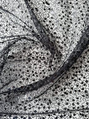 Black Embroidered Sequin Tulle – EB3001