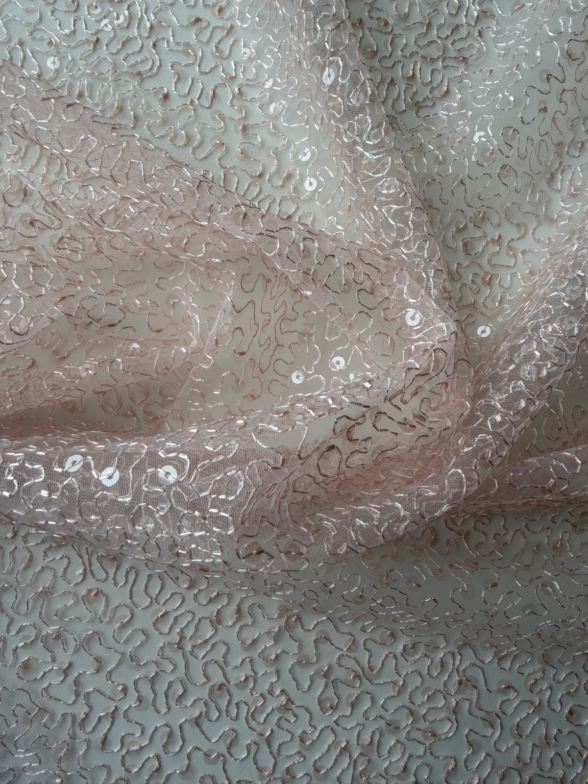 Antique Rose Embroidered Sequin Tulle – EB3001