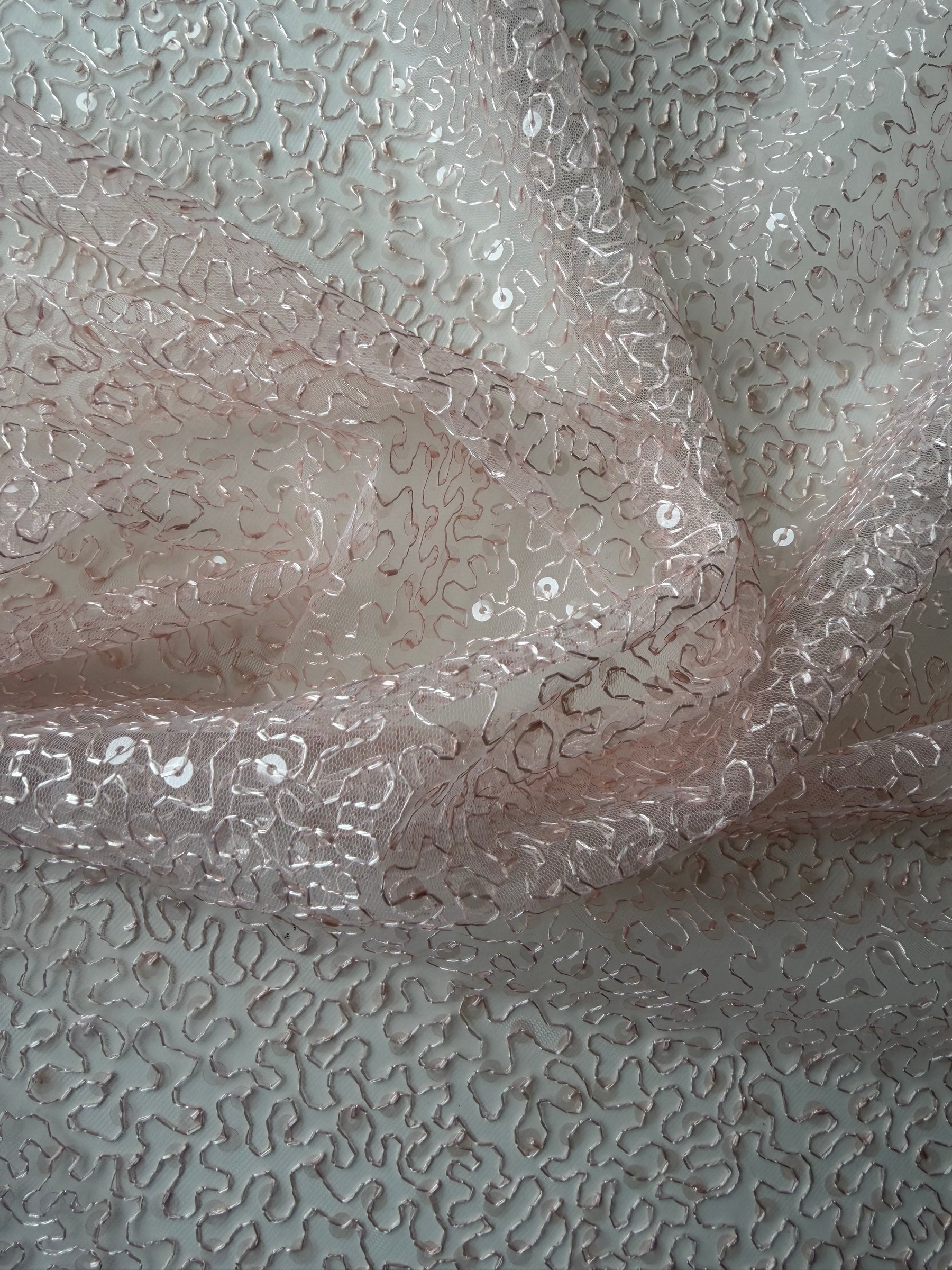 Antique Rose Embroidered Sequin Tulle – EB3001