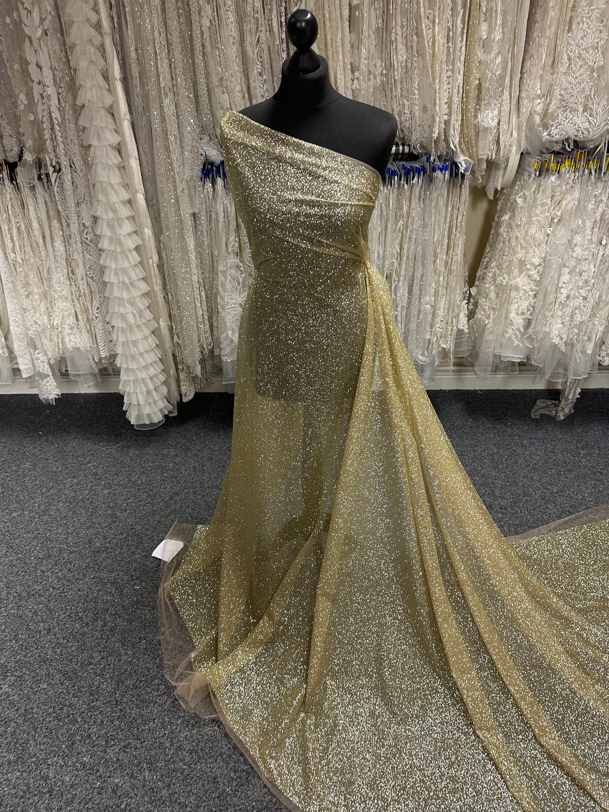 Pale Gold Glitter Tulle - Salvage