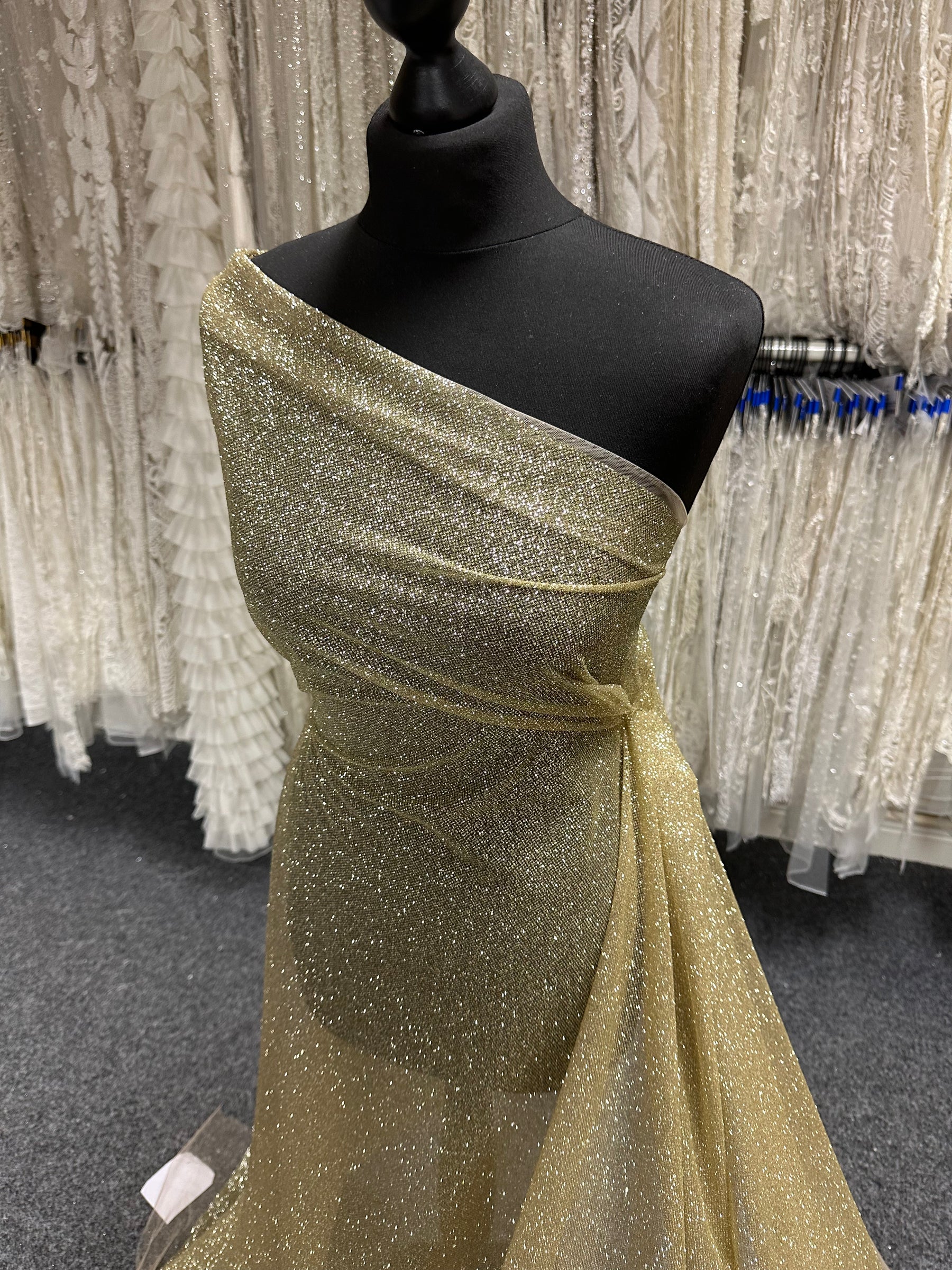 Pale Gold Glitter Tulle - Salvage