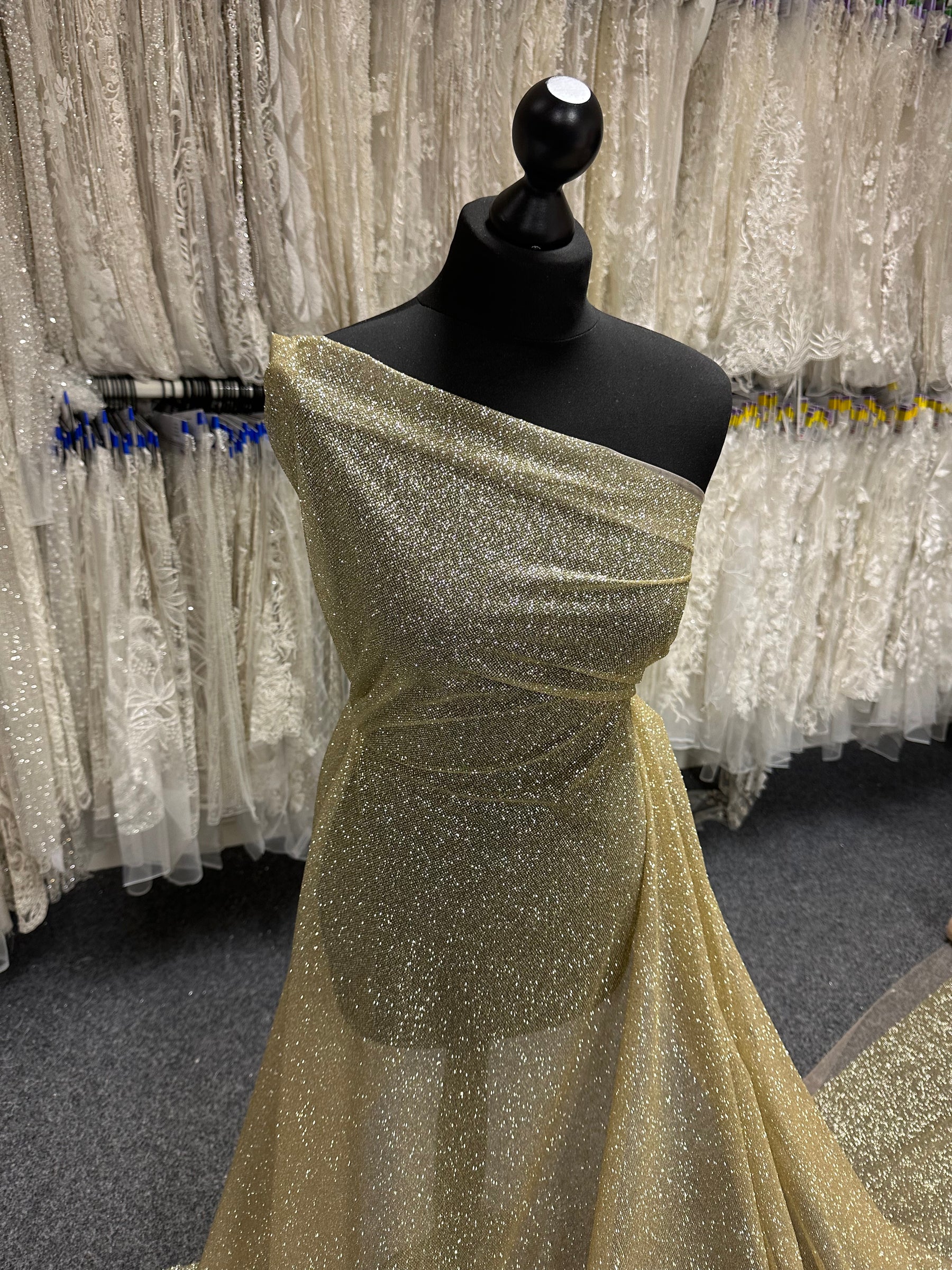 Pale Gold Glitter Tulle - Salvage
