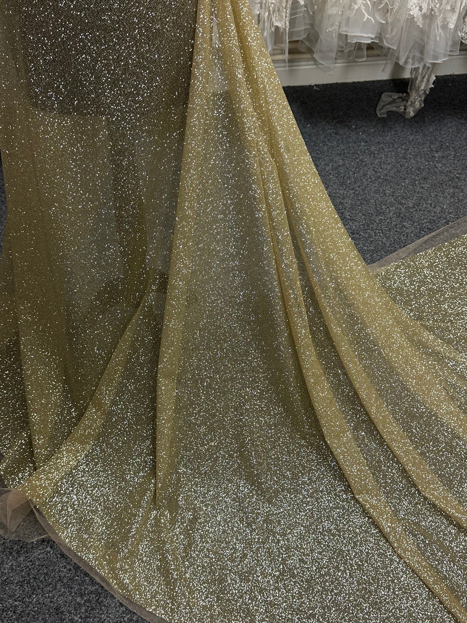 Pale Gold Glitter Tulle - Salvage