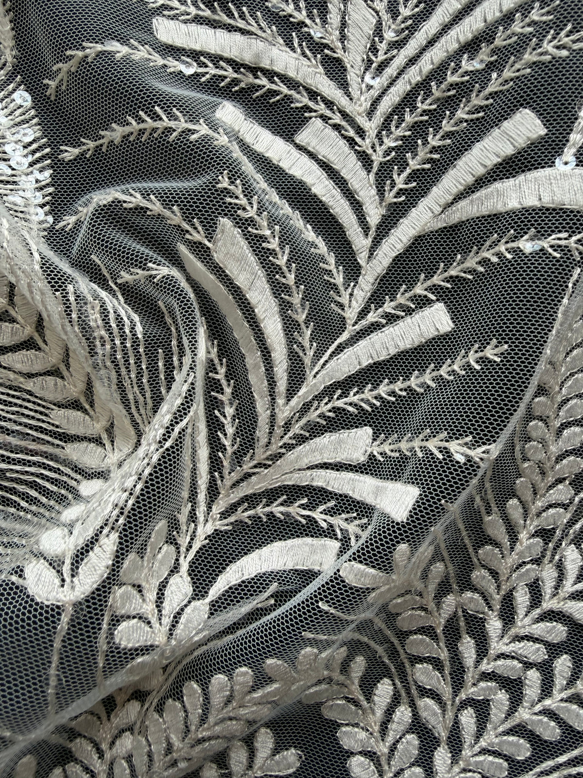 Ivory Sequin Embroidery Lace - EB3025