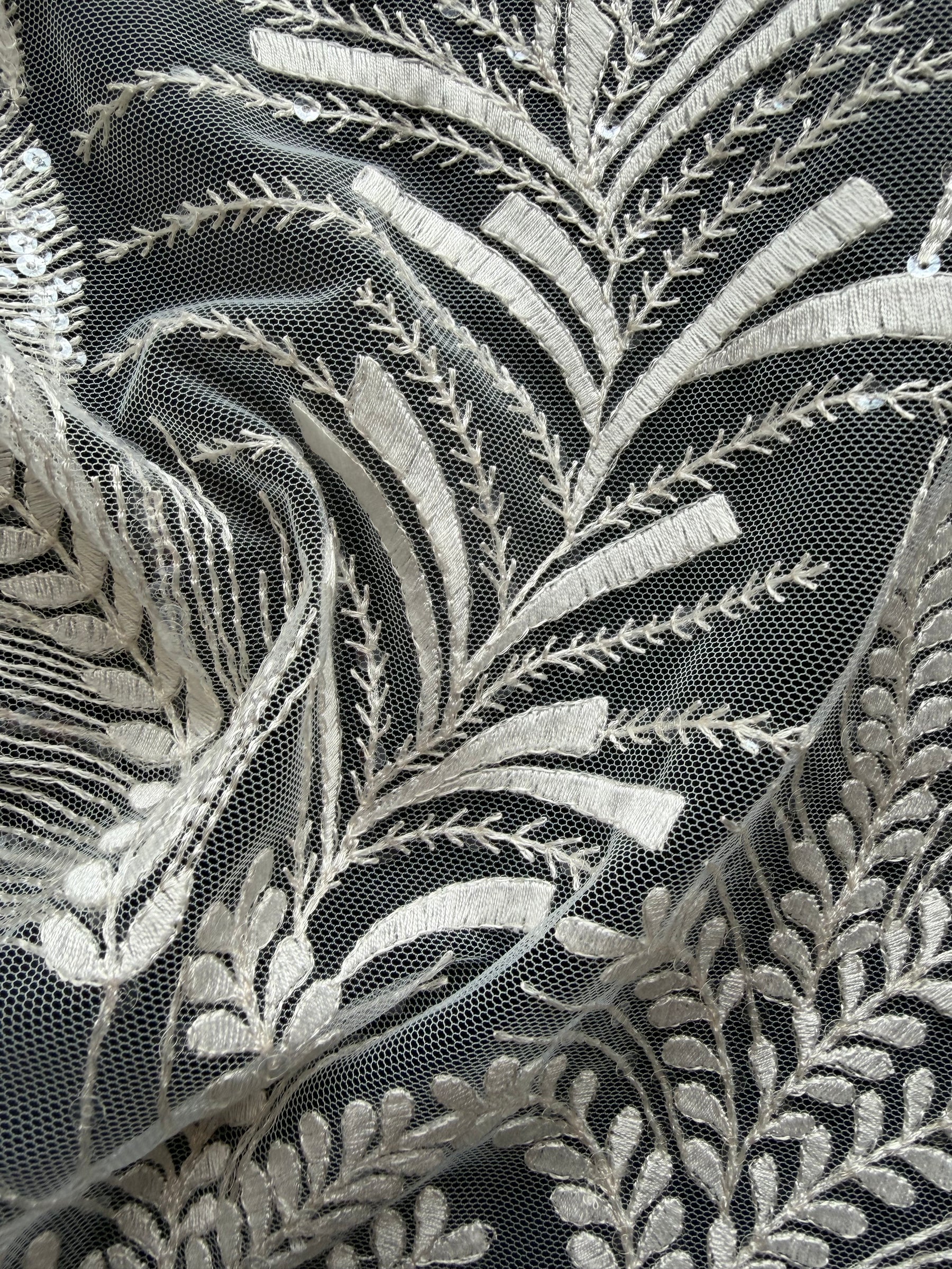 Ivory Sequin Embroidery Lace - EB3025