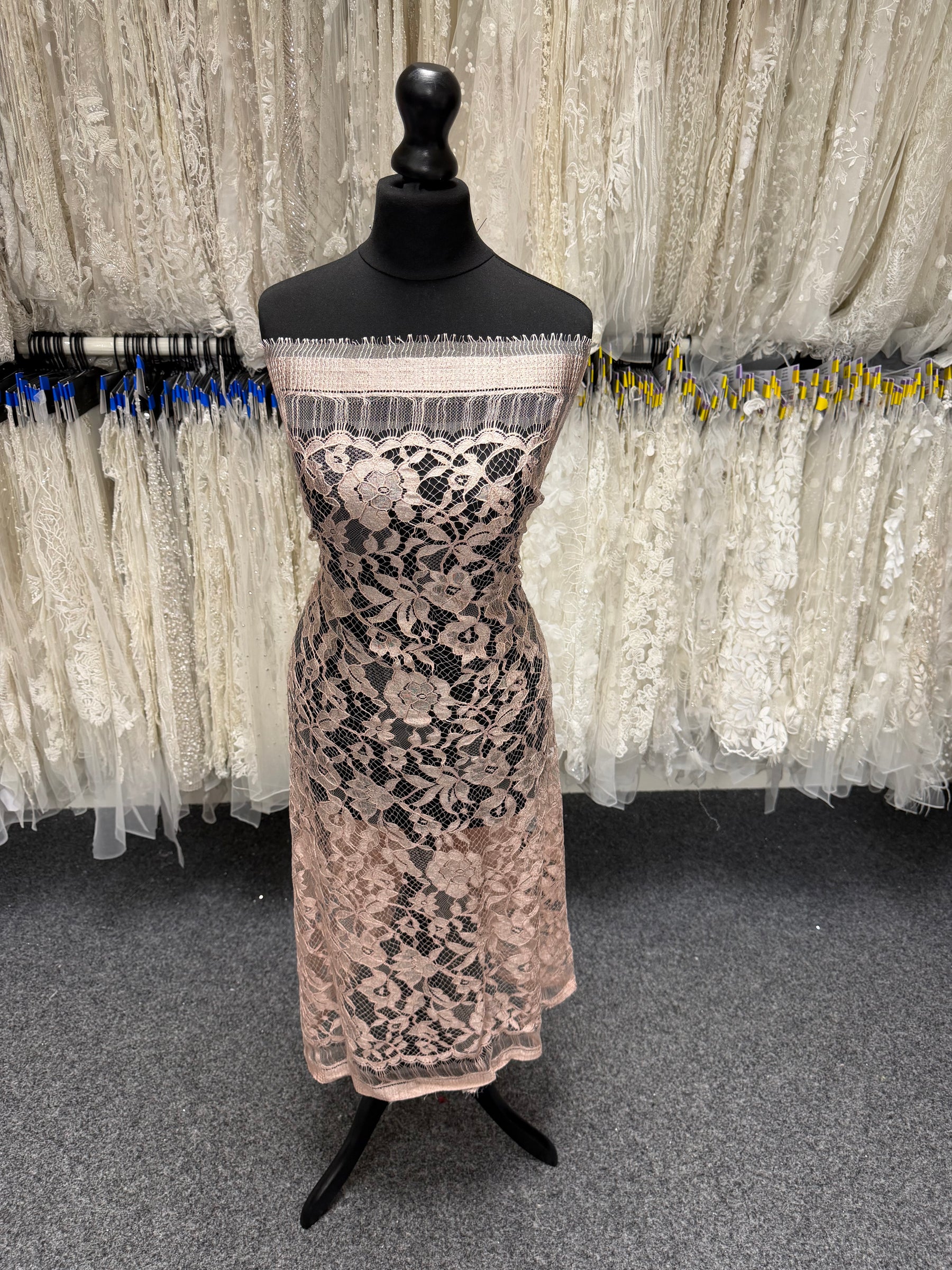 Pink Corded Leavers Lace - P885