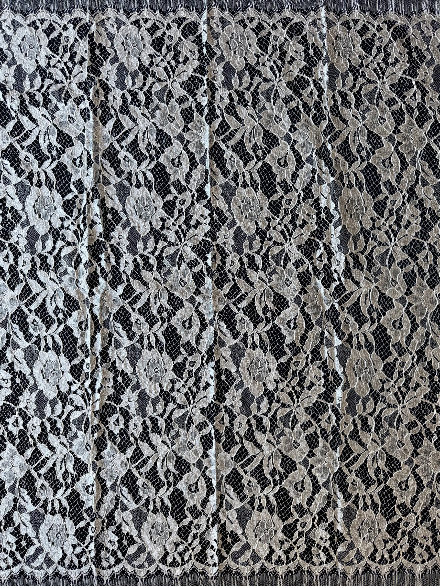 Ivory Corded Leavers Lace - P885