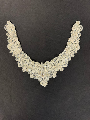 Ivory/Silver Beaded Applique - T608
