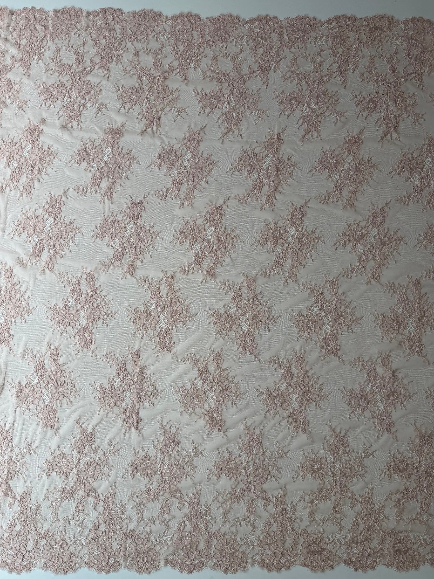 Pink Corded Leavers Lace - P876