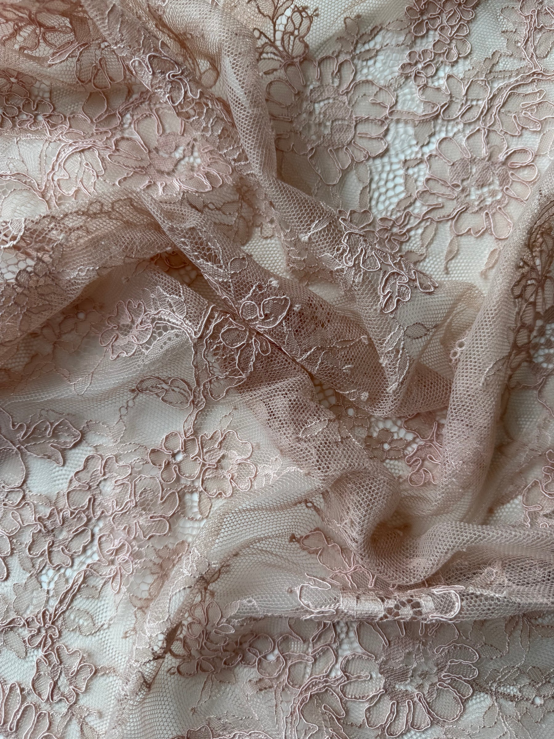 Pink Corded Leavers Lace - P876