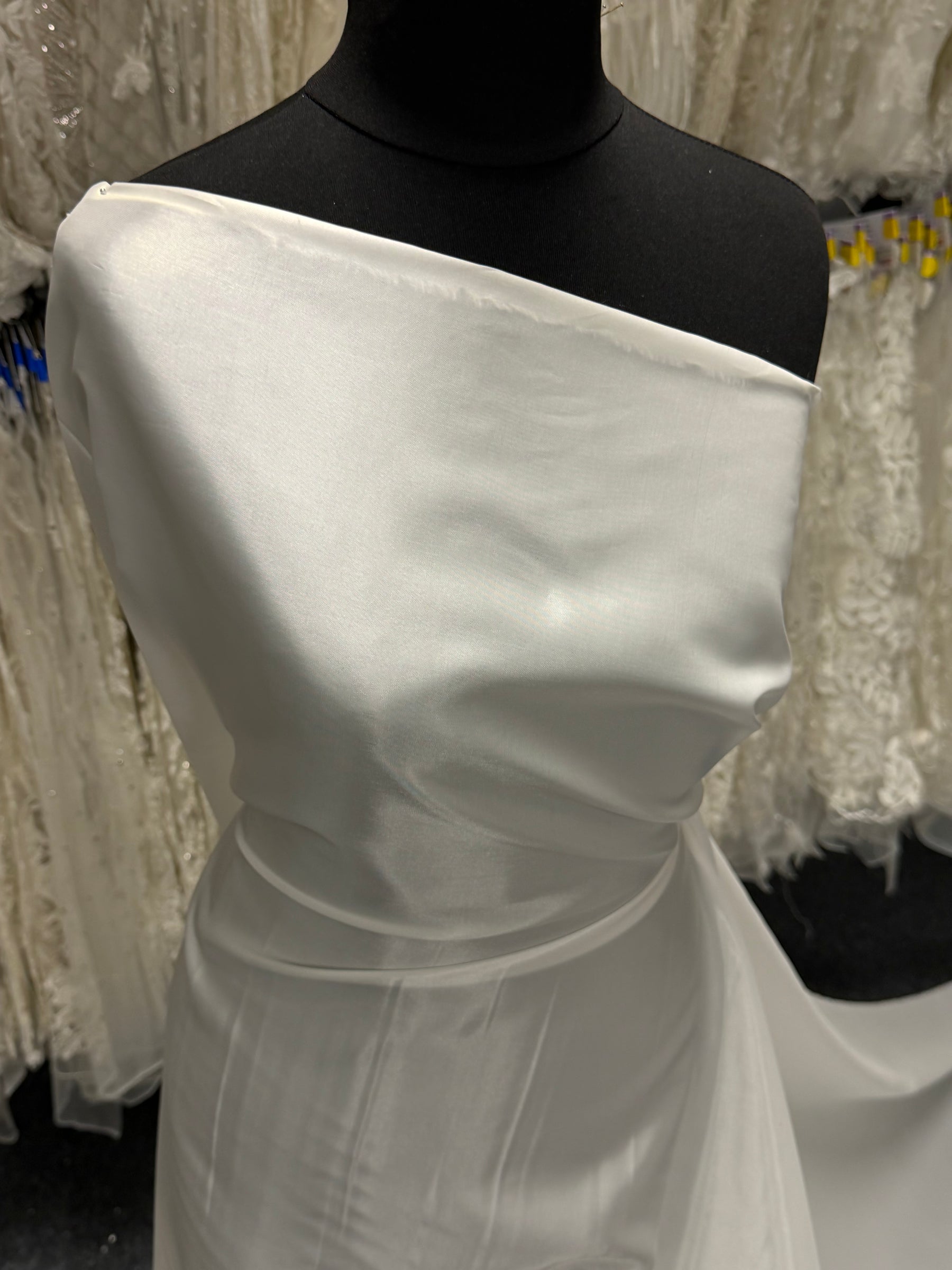Deluxe Ivory Acetate Satin Fabric - Capri (CF)