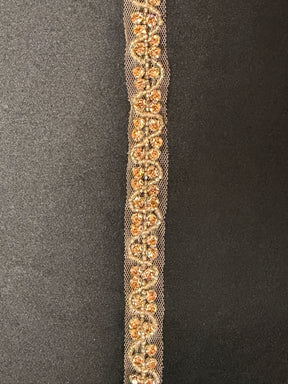Rose Gold Crystal Beaded Edging - T873
