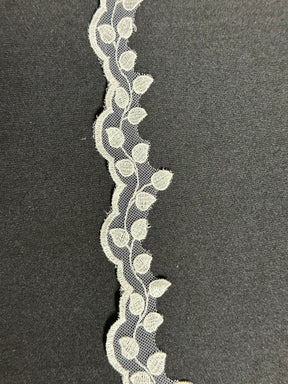 Ivory Embroidered Floral Lace Trim - T880