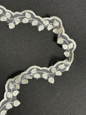 Ivory Embroidered Floral Lace Trim - T880