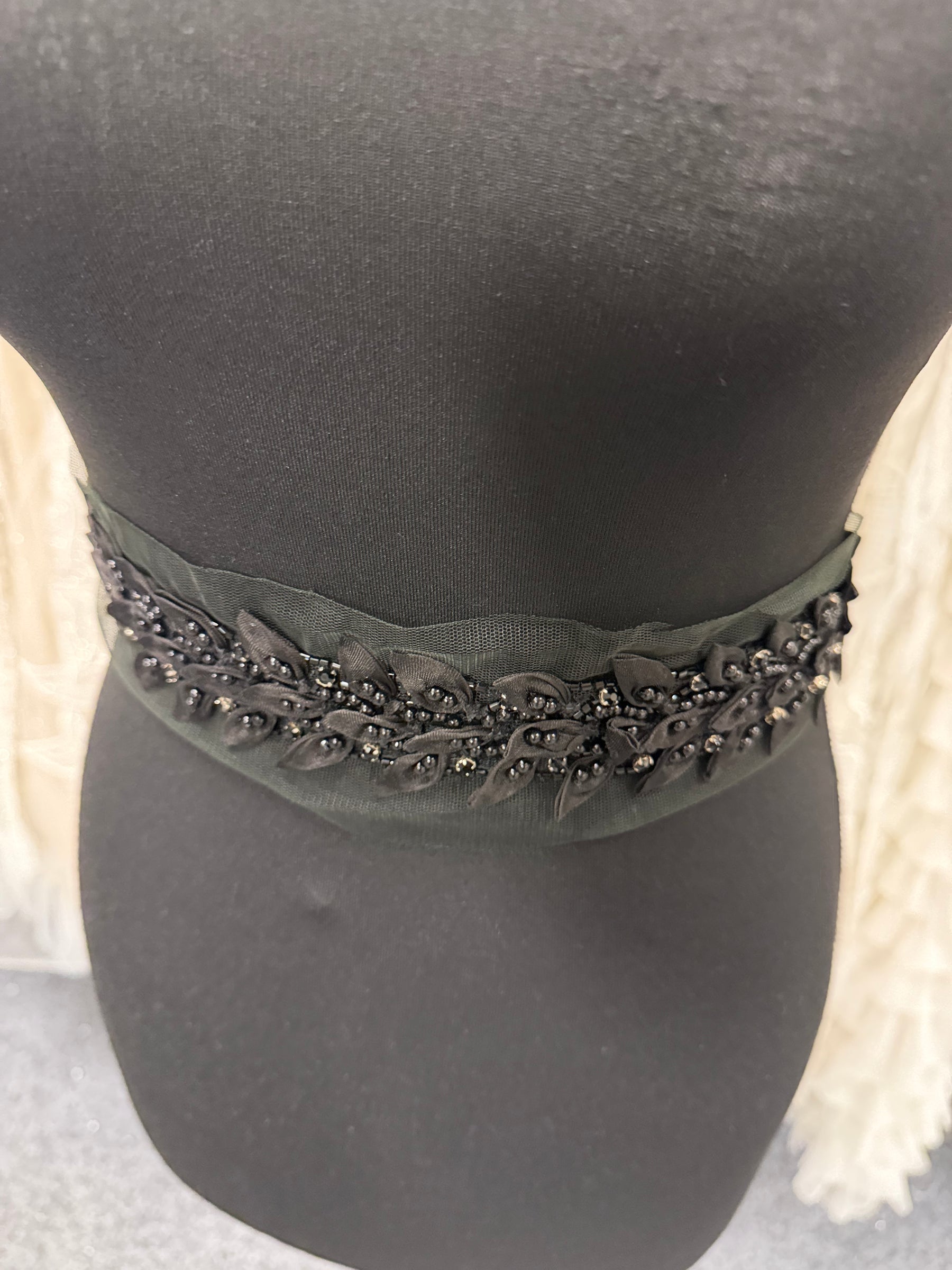 Black Crystal Beaded Edging - T802