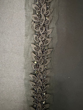 Black Crystal Beaded Edging - T802