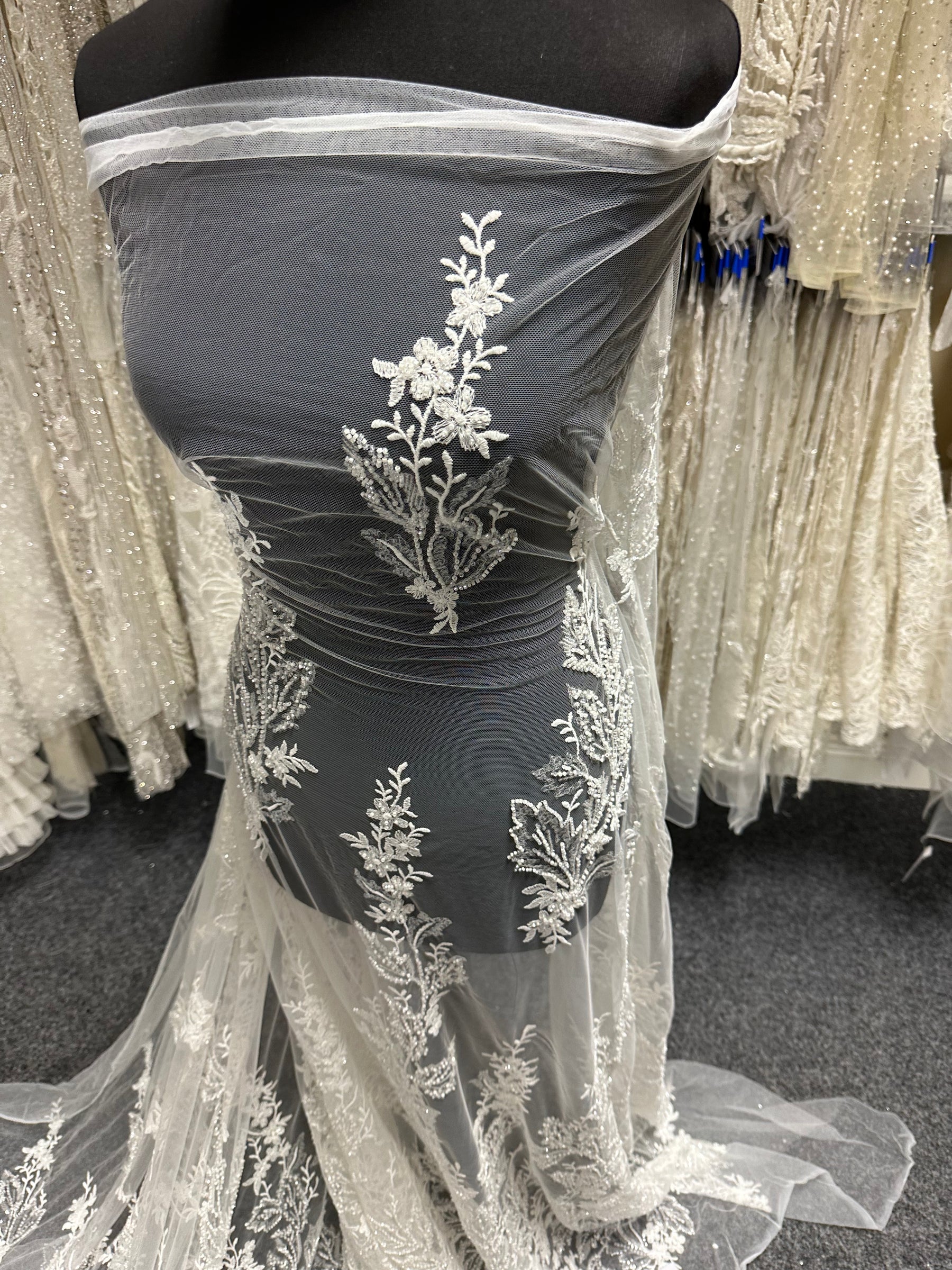 Ivory Beaded Embroidery Lace - EB1099