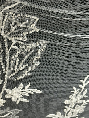 Ivory Beaded Embroidery Lace - EB1099