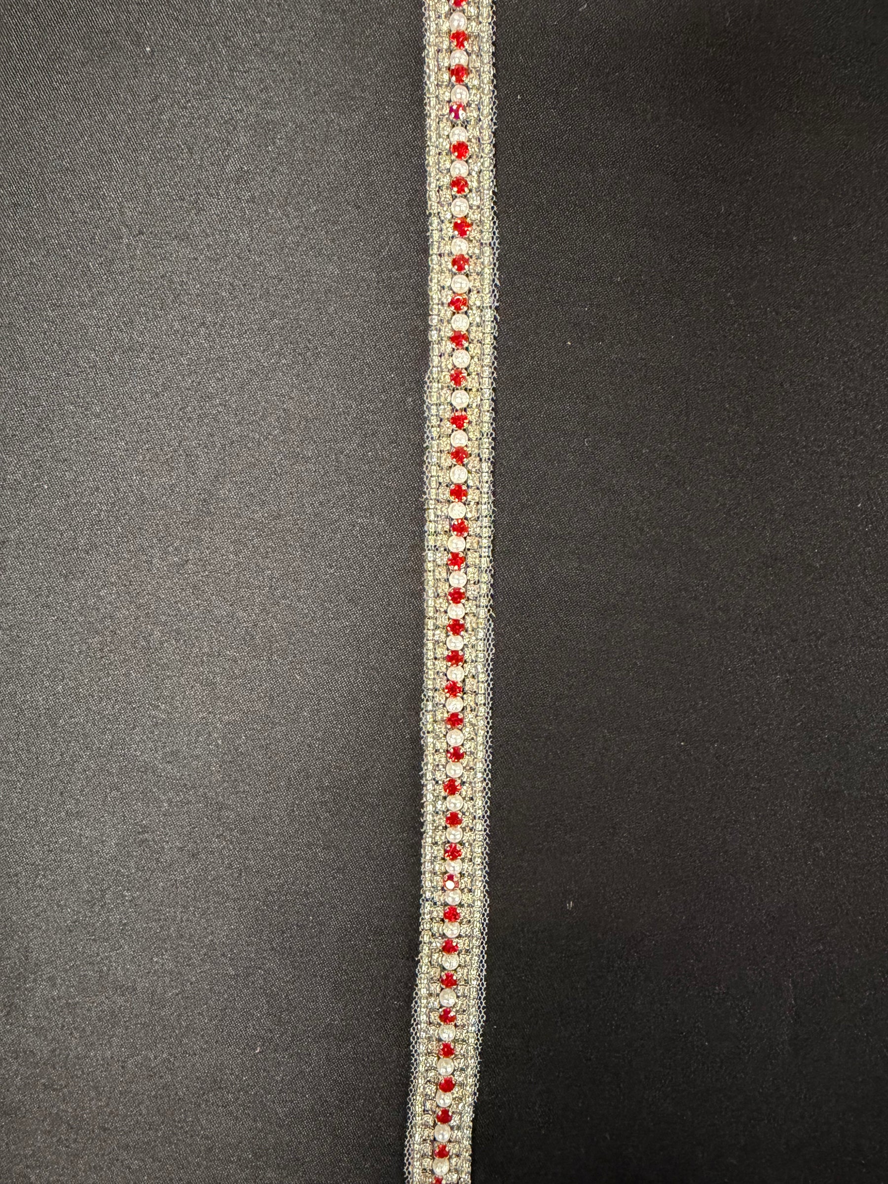 Red Crystal Beaded Edging - EH1017