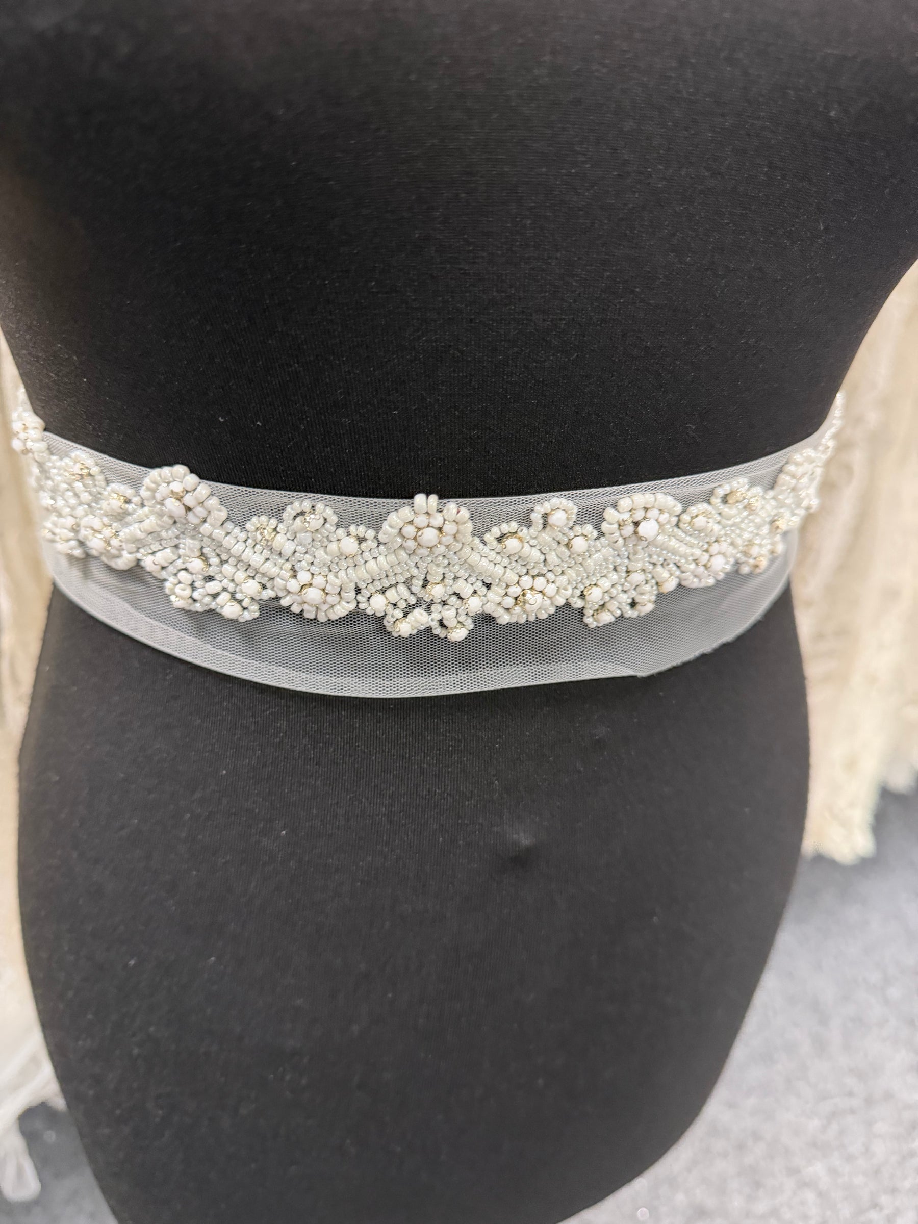 White Crystal Beaded Edging - EH1012