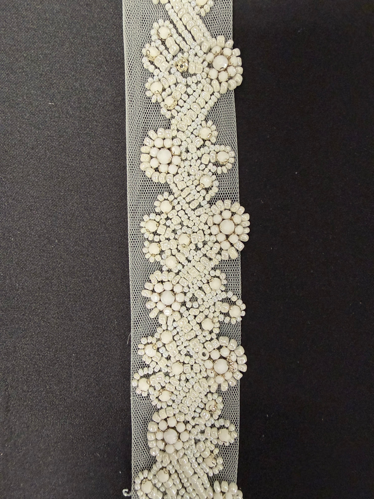 White Crystal Beaded Edging - EH1012
