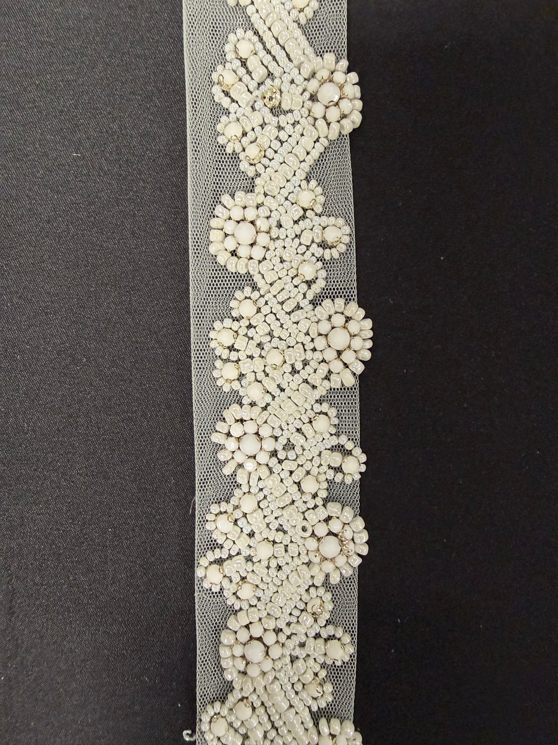 White Crystal Beaded Edging - EH1012