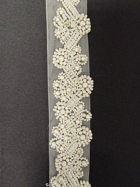 White Crystal Beaded Edging - EH1012