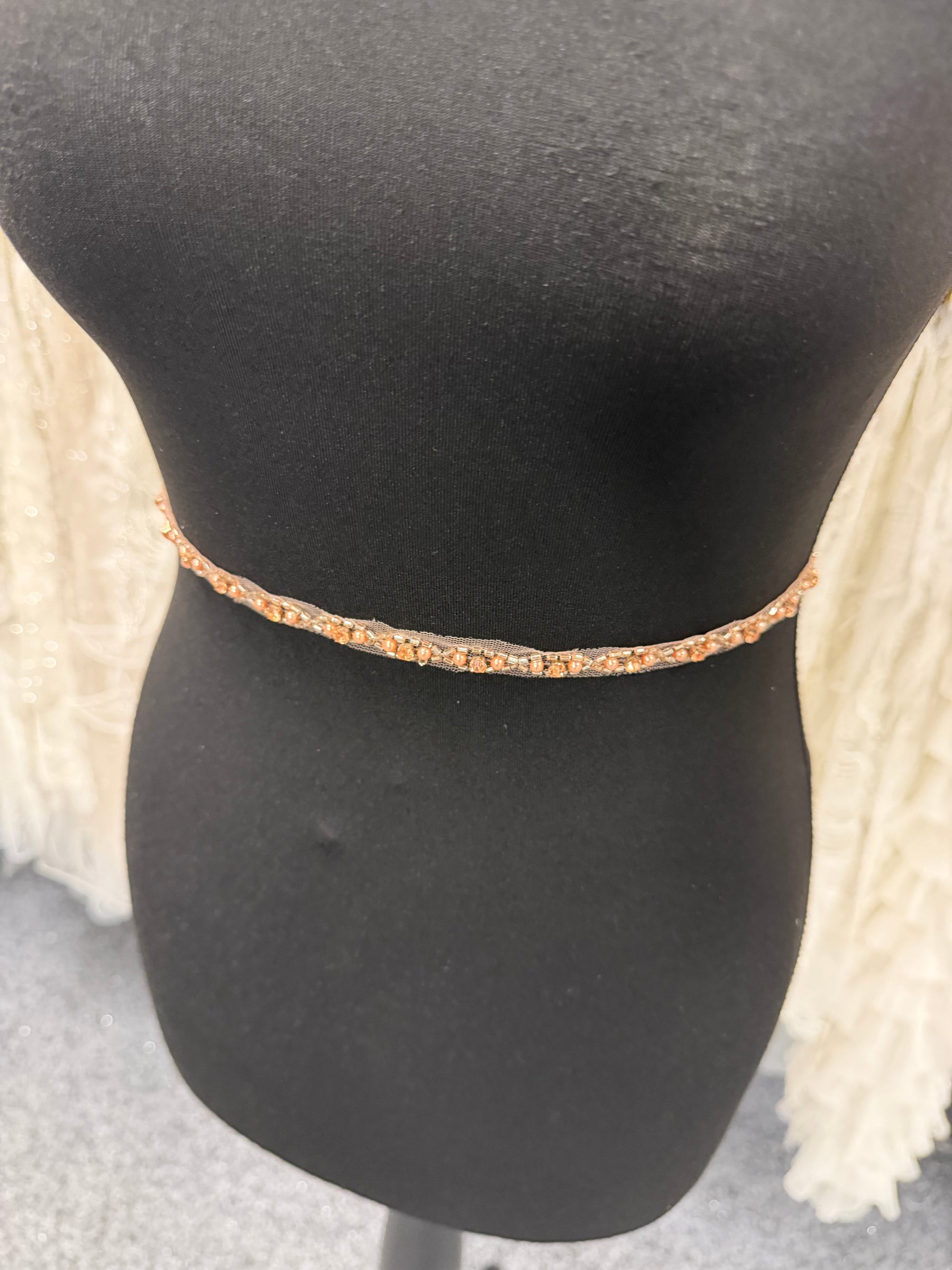 Rose Gold Crystal Beaded Edging - T874