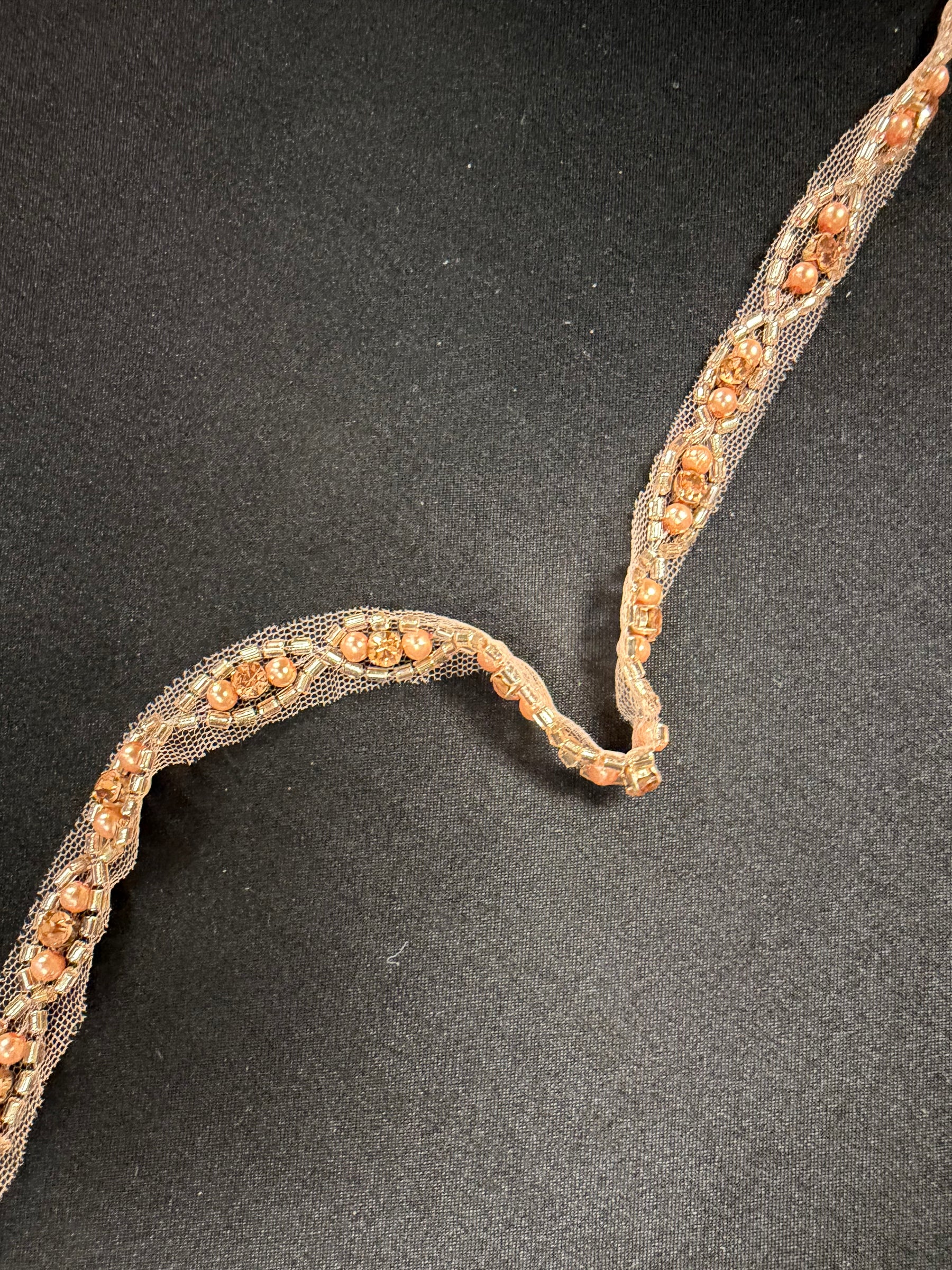 Rose Gold Crystal Beaded Edging - T874
