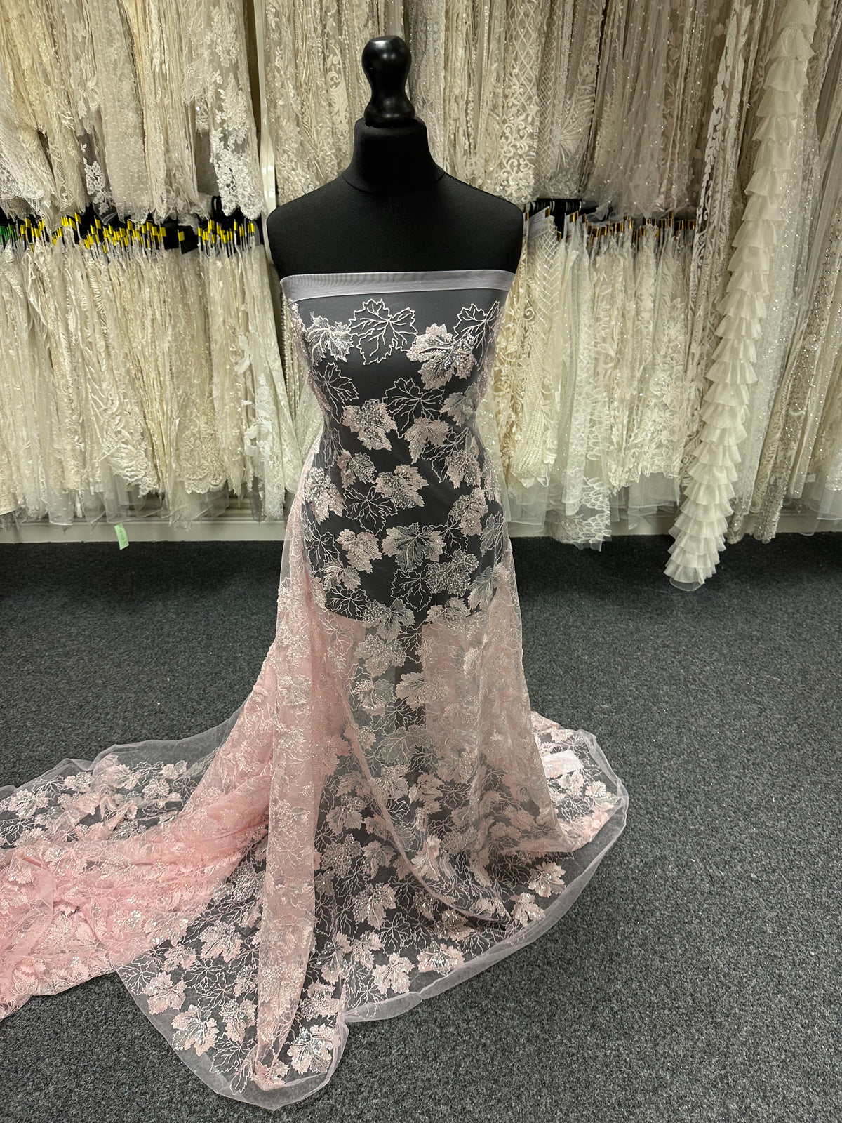 Pink Sequin Embroidered Lace - EB1102