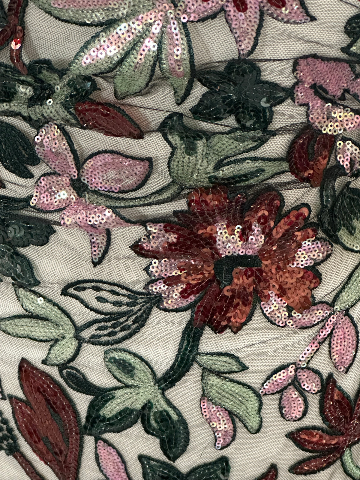 Black with Multi-colored Embroidered Lace -EB3066