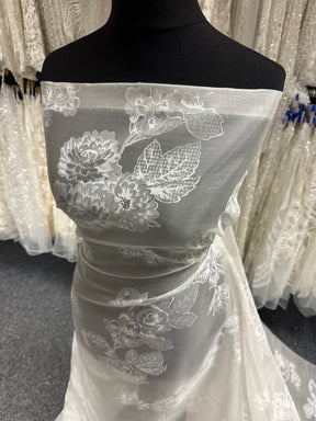 Ivory Printed Silk Organza - PR2005