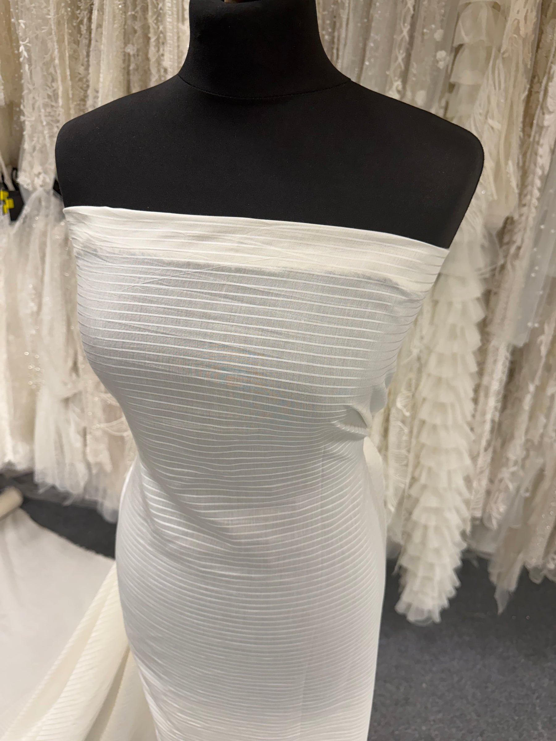 Ivory Self Coloured Stripe Lawn - PH5005
