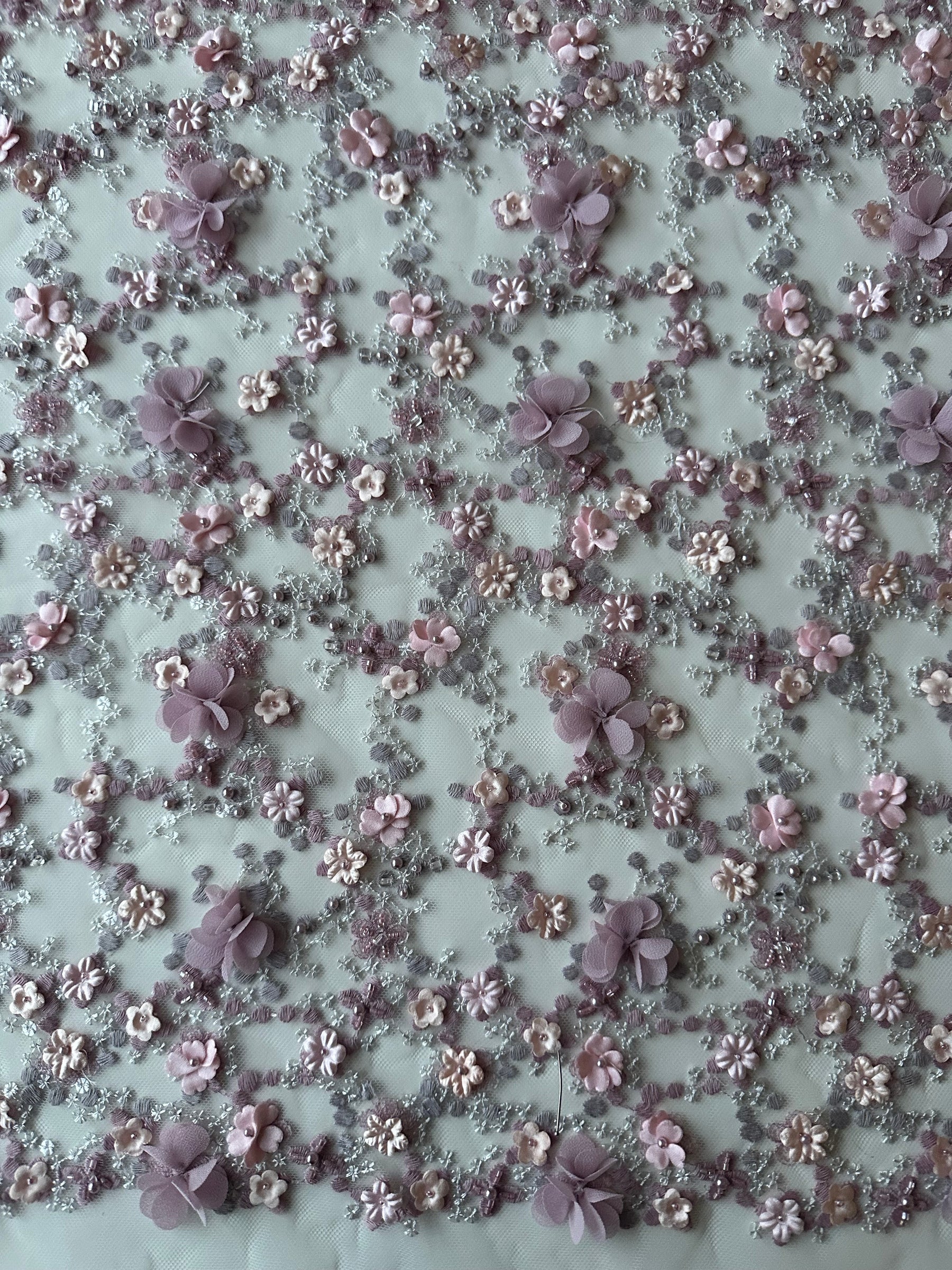 Pink 3D Embroidered Lace - Savinder