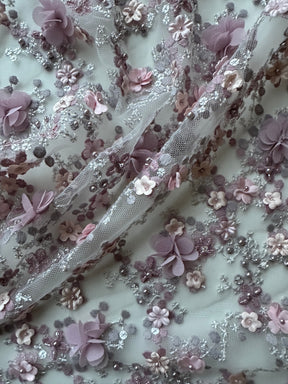 Pink 3D Embroidered Lace - Savinder