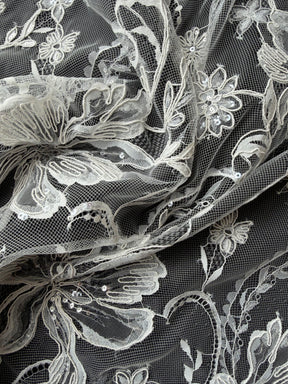 Ivory Corded and Sequin Embellished Lace - Ladina