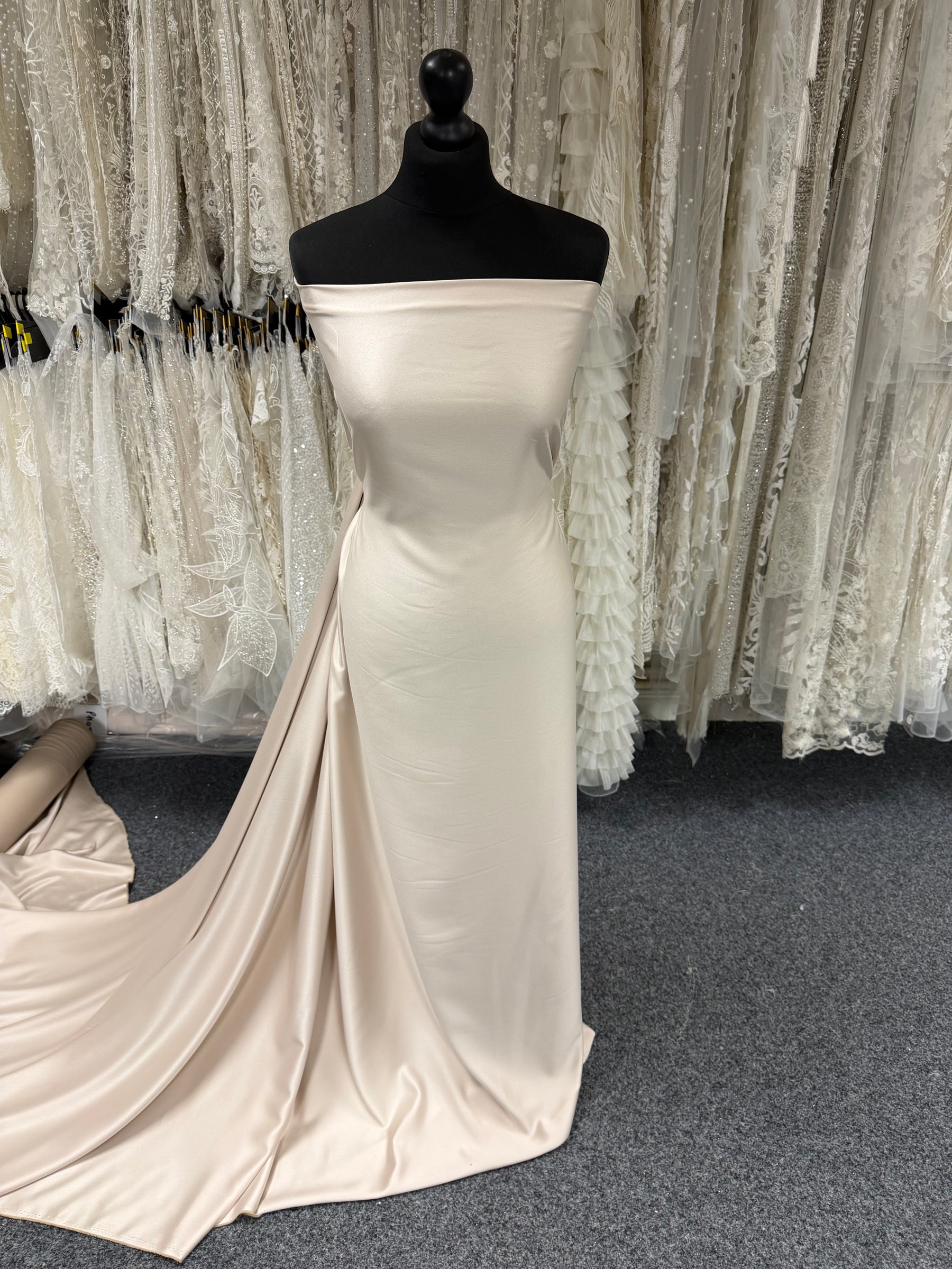 Champagne Polyester Satin Backed Crepe - P60